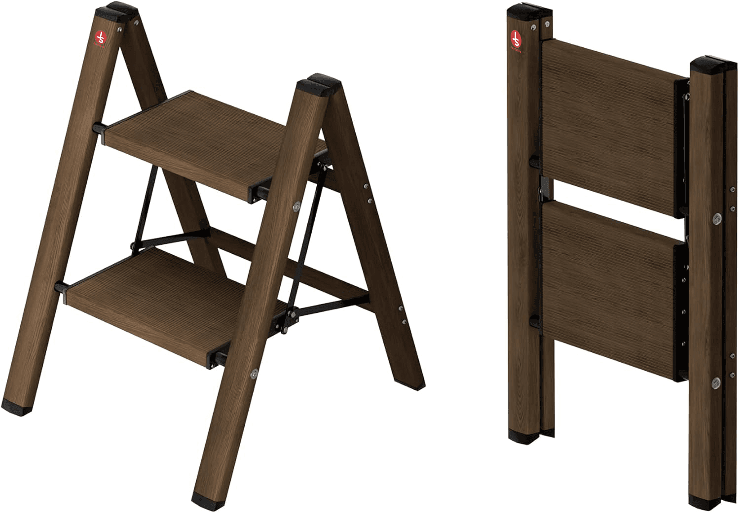 Jawsons 2 Step Aluminium Wood Finish Ladder (Walnut)