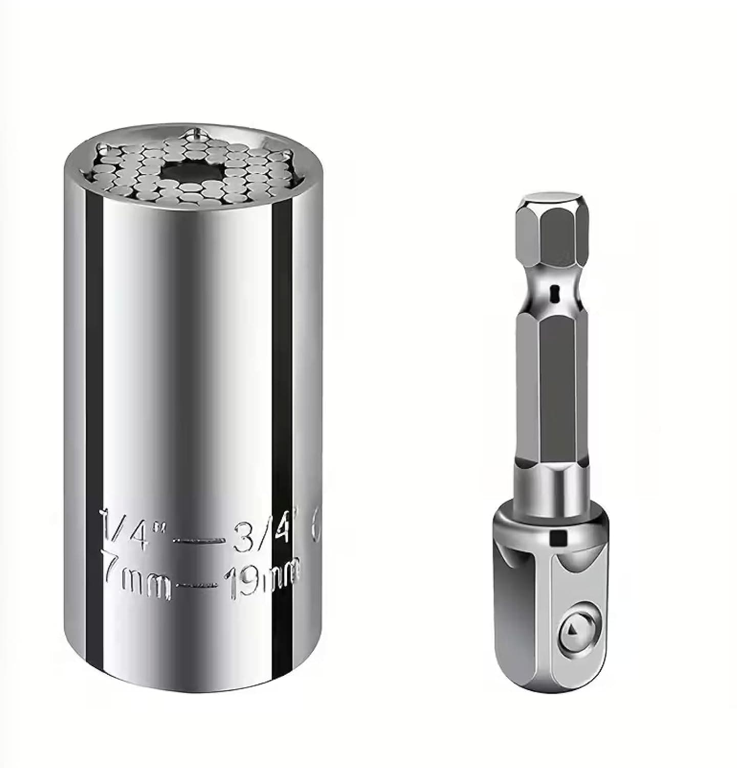 Jawsons Universal Socket Wrench Adapter, 7–19mm Universal Socket Tool for Ratchets & Screwdrivers, Self-Adjusting Socket for Nuts, Bolts, Screws, Hooks & Fasteners
